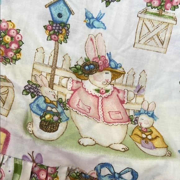 Daisy Kingdom Girls Dress Easter Parade Rabbit Puff Sleeves Bunny 7-8 Handmade - Picture 3 of 6